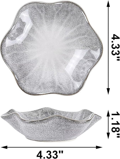 2Pcs Ceramic Jewelry Dish - Lotus Leaf Shape, for Ring Holder Necklace Small Key, Suitable for Mother Friend Sister, Gifts for Women, Cute Plate Trinket Tray, Home Decor (Grey - 2Pcs)