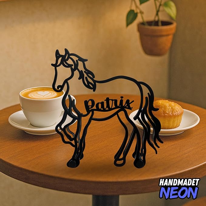 Personalized Horse Minimalist Sculpture, Custom Name Farmhouse Metal Desk Decor, Decorative Aesthetic Table Sign Gifts For Horse Lovers, Kids Room, Home Office Decorations