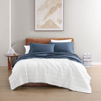 LANE LINEN Eco Friendly 100% Organic Cotton Fully Elasticized Full Sheet Set, Low Pilling Fade Resistant Machine Washable Naturally Cooling Full Bed Sheets, Soft & Comfy Cotton Bedding- Navy