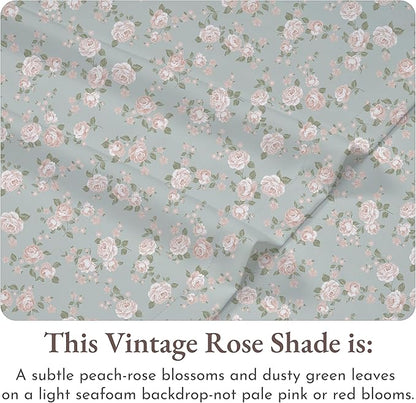 California Design Den Sheet Set Rose King Size Bed Sheets, Deep Pocket King Sheets & Pillowcase Set, Soft Sateen Weave - Vintage Rose