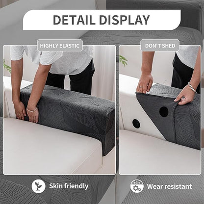 Couch Covers for Sectional Sofa, Washable Stretch Soft Sofa Cushion Covers L Shape Sofa Slipcovers Anti Slip Furniture Decor Protector for Pets (1PC Armrest Cover,Dark Gray)