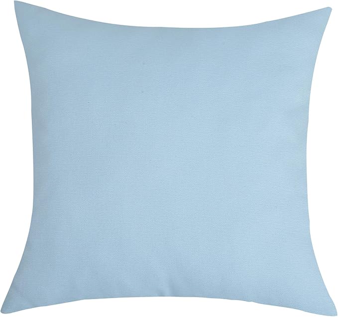TangDepot Handmade Decorative Solid 100% Cotton Canvas Throw Pillow Covers/Pillow Shams, (14"x14", Light Blue)