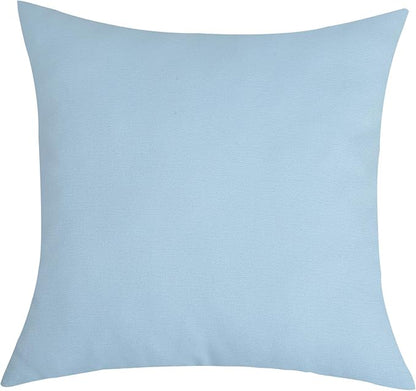 TangDepot Handmade Decorative Solid 100% Cotton Canvas Throw Pillow Covers/Pillow Shams, (14"x14", Light Blue)