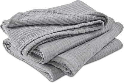 EMME Cotton Muslin Twin XL Blanket Breathable Gauze Soft Lightweight Blankets Adults Gifts for Women (Heather Grey, 66"x90")