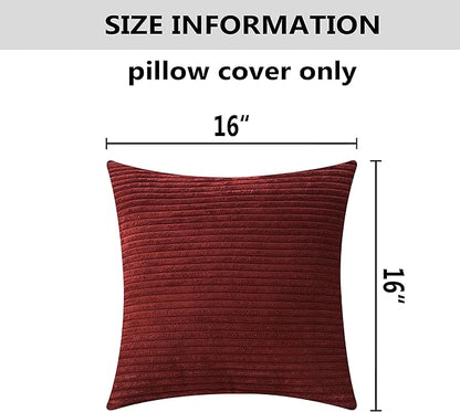 Home Brilliant 16x16 Pillow Covers Super Soft Corduroy Decorative Throw Pillows Cover 40x40 cm Dark Red Velvet Throw Pillows for Couch Sofa Living Room Bedroom Valentines, 16 x 16 Inch, Burgundy
