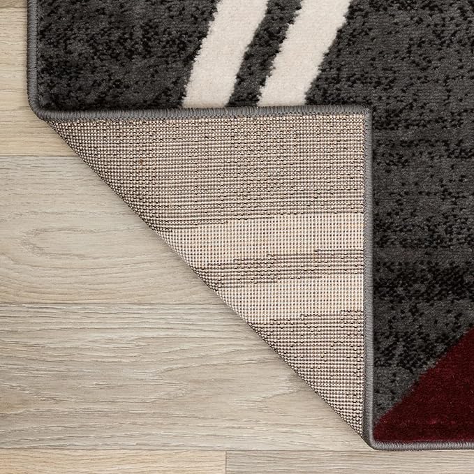 Rugshop Modern Wavy Circles Design Non-Shedding Accent Rug, Carpet for Entryway or Laundry Room, Red, 2'7" x 4'