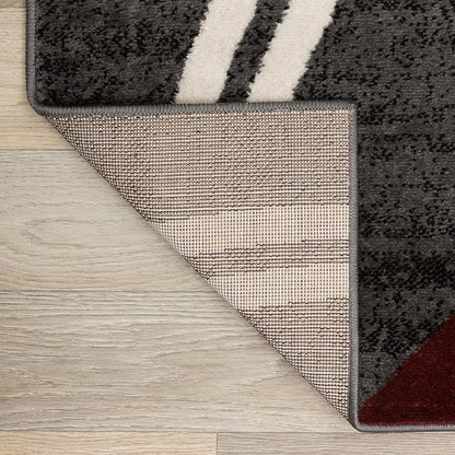 Rugshop Modern Wavy Circles Design Non-Shedding Accent Rug, Carpet for Entryway or Bathroom, Red, 2' x 3'