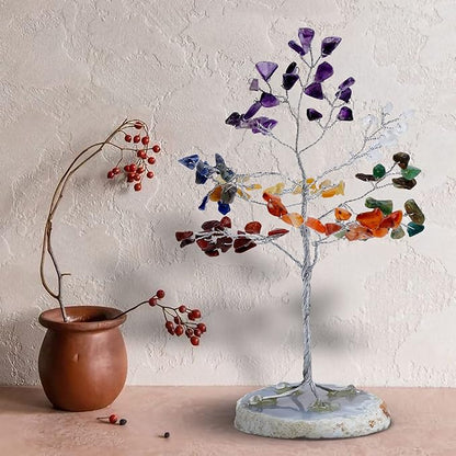 7 Chakra Tree of Life, Healing Crystals & Gemstones Trees for Positive Energy, Wealth & Protection, Feng Shui Home Décor, Office Desk Decoration for Womens, Good Luck Gifts, Money Bonsai Crystal Tree