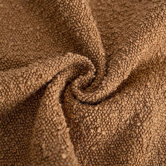 Foindtower Decorative Boucle Throw Pillow Covers Accent Solid Pillow Cases Cozy Soft Textured Couch Cushion Case for Chair Sofa Bedroom Living Room Home Decor 22 x 22 Inch,Tobacco
