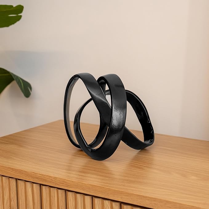 JONATHAN Y DEC1000E Chamberlain 7" Aluminum Abstract Knot Decorative Sculpture Home Decor for Office, Bedroom, Living Room, Shelves & Coffee Tables, Black
