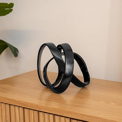 JONATHAN Y DEC1000E Chamberlain 7" Aluminum Abstract Knot Decorative Sculpture Home Decor for Office, Bedroom, Living Room, Shelves & Coffee Tables, Black