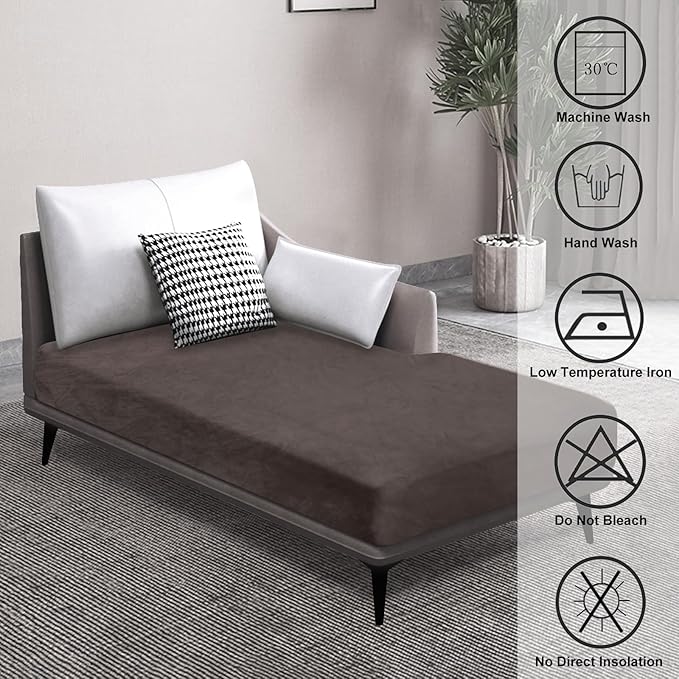 Couch Cover 1 Piece Chaise Lounge Cover Velvet Sectional Couch Cushion Covers Separate L Shape Sofa Slipcovers Furniture Protector for Dogs Pets (Chaise or Sofa 3-Seater, Coffee)