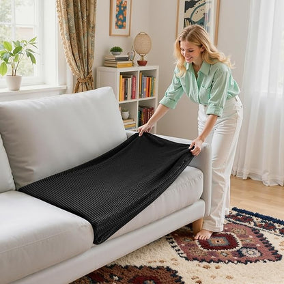 CHUN YI 2 Piece Couch Cushion Covers for Sofa Seat Slipcovers Suitable with Spandex Jacquard Washable Fabric (2 Piece Sofa Cushion Covers, Black)