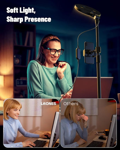 7" Ring Light with Stand for Desk, 3000K-6500K, 30 Lighting Modes for Video Conference, Zoom Lighting for Computer, Adjustable Dimmable Desk Light for Video Recording, Calls, Podcast, Stream, CRI 97.8