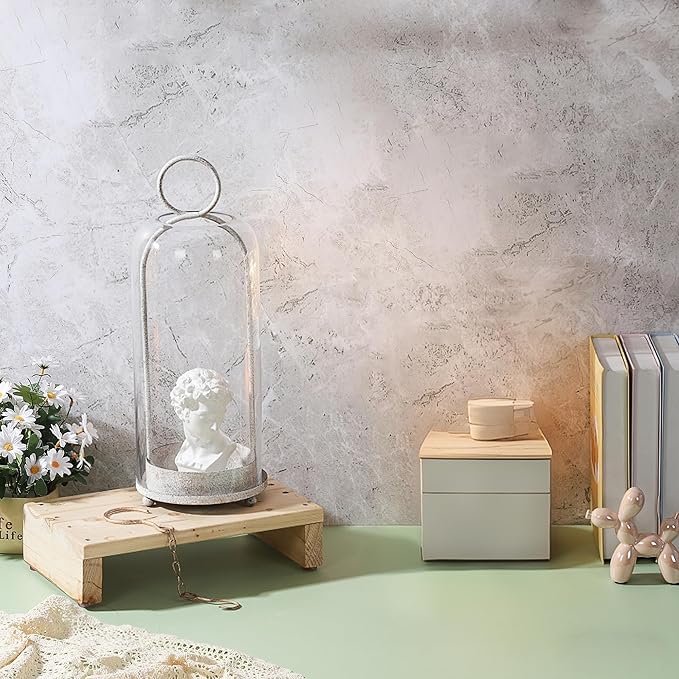 16" High Versatile Modern Metal Hurricane Lantern with Handmade Sturdy Glass Dome in Vintage White for Pillar Candle & Plants, Industrial, Farmhouse, Shabby Chic