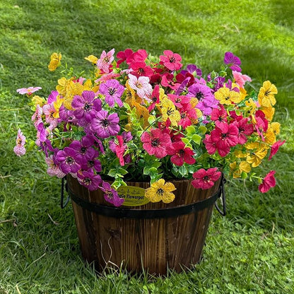 12 Bundles Artificial Flowers for Outdoor,No Fade UV Resistant Fake Flowers,Faux Plants for Outside Hanging Planters,Artificial Plants for Indoor Porch Garden Home Wedding Decor(4 Color)