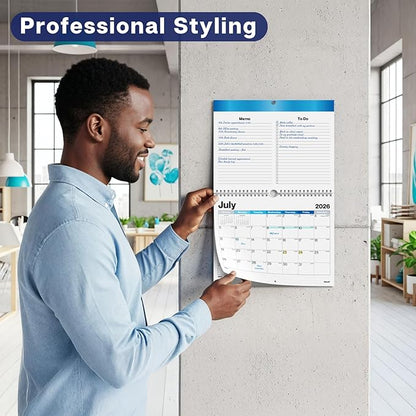 Dunwell 8.5x11" Wall Calendar 2026, Use January to December 2026, Use Hanging on Wall or Use as 8.5 x 11 Office Desk Calendar
