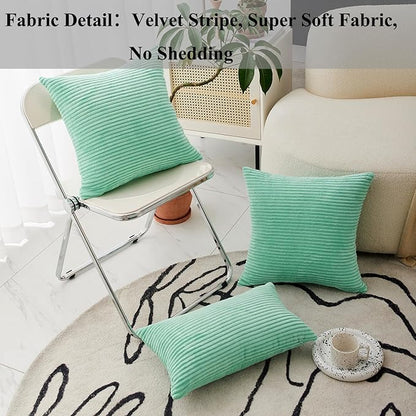 Home Brilliant Throw Pillows for Couch 18x18 Spring Pillow Covers Set of 2 Soft Textured Velvet Accent Pillowcases for Girl Dorm Sofa Decor, 45 cm x 45 cm, 18 x 18 Inch, Aqua Blue