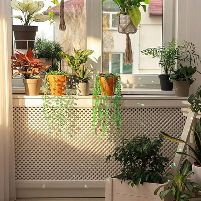 Suncalla 2 Pcs Beaded Plant Gifts for Plant Lovers Beaded Succulent Plants Sun Catcher Glass Leaf Beads Suncatcher for Window Hanging with Chain Bead Plants Crystal Sun Catchers Home (Novel Style)