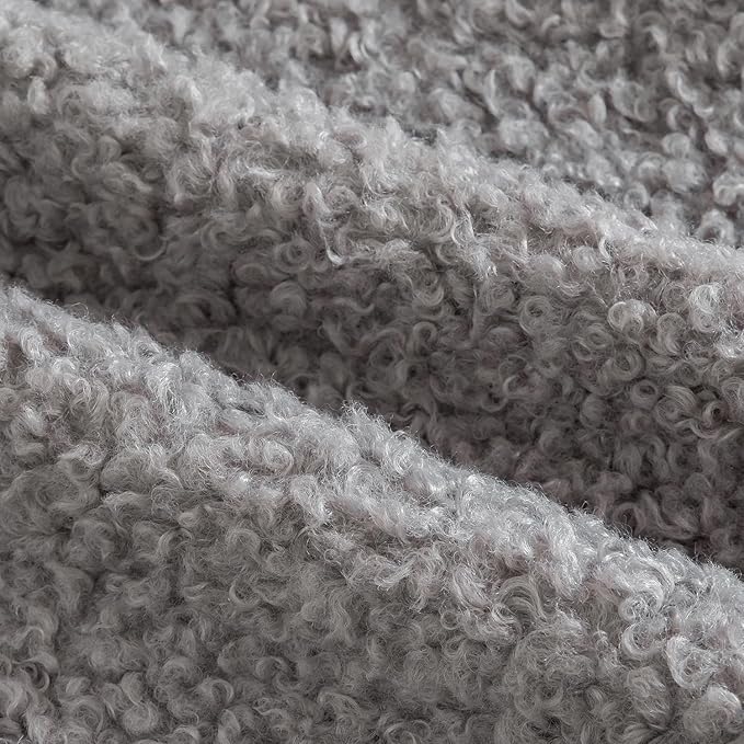 Yaertun Pack of 2 Faux Fur Throw Pillow Covers Decorative Sherpa Boucle Pillow Covers Fuzzy Soft Pillowcases Sheepskin Fleece Cushion Case for Couch Sofa Bed Living Room 22x22 Inch Light Grey