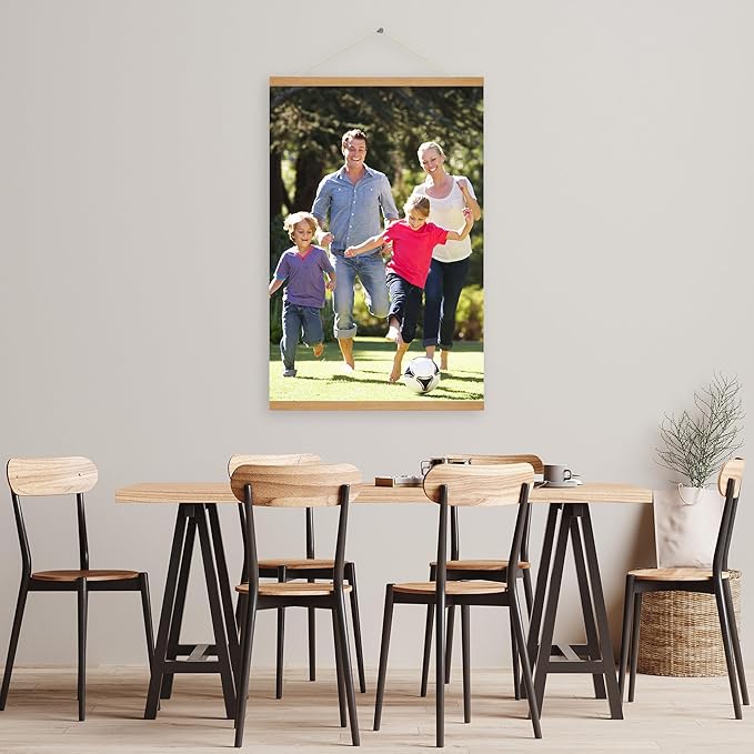 SZDHHH Custom Photo Prints with Magnetic Hanger Frame Canvas Poster Prints With Your Photos Personalized Hanging Poster Pictures Wall Art Decor Framed for Home Decor Gifts Keepsakes (36" Lx24 W)