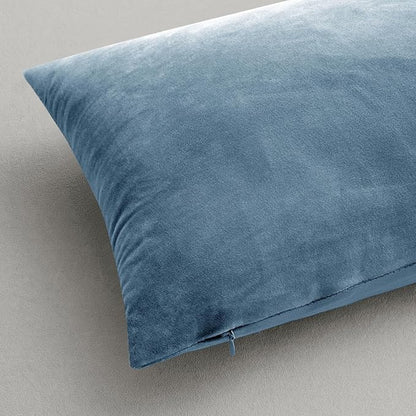 MIULEE Velvet Throw Pillow Covers 24x24 Inch Pack of 2,Soft Solid Euro Decorative Pillowcases Modern Luxury Home Decor for Bed Couch Sofa Bedroom Livingroom,Blue Gray