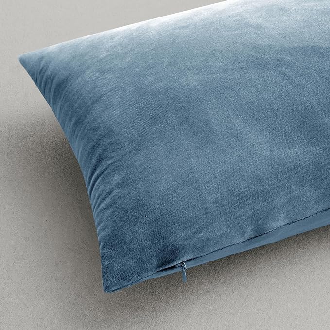 MIULEE Velvet Throw Pillow Covers 22x22 Inch, Pack of 2 - Light Blue, Soft Solid Decorative Pillow Covers Cushion Cases Modern Luxury Home Decor for Spring Couch Sofa Bedroom Livingroom