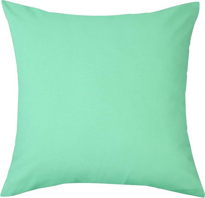 TangDepot Handmade Decorative Solid 100% Cotton Canvas Throw Pillow Covers/Cushion Covers, 45 Colors Available - (16" x 16" , Mint Green, 1 Count (Pack of 1))