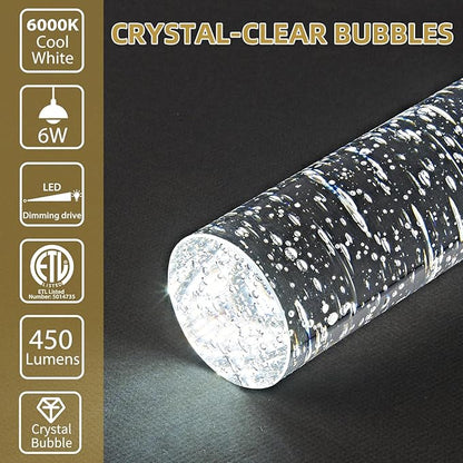 OKELI Modern Pendant Lights,LED Bubble Crystal Kitchen Island Light Fixtures,Mini Single Pendant Lighting for Kitchen Island,Bar,6W,6000K,Gold,3Pack