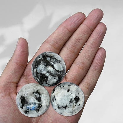 Amazing Gemstone Rainbow Moonstone Crystal Ball with Stand - 1.5 Inches Crystal Sphere Meditation Balls for Witchcraft and Decorative Balls