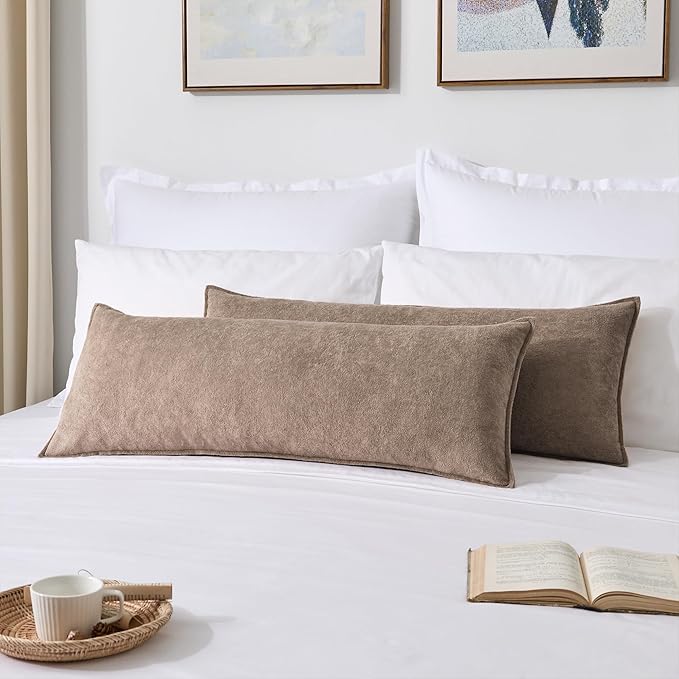 Kevin Textile 14x36 Inch Long Lumbar Cover 1 Pack Soft Boucle Textured Decorative Waterproof Rectangle Cushion Elegant Accent Pillows for Couch Sofa Chair Bed Home Decor Indoor Outdoor Taupe