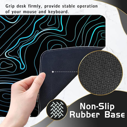 UJoowalk Topographic Mouse Pad Large, Gaming Mouse Pad, XL Mousepad, Keyboard and Mouse Pad, Desk Mat, 31.5 x 11.8 in, Black White Minimalist Contour for Office