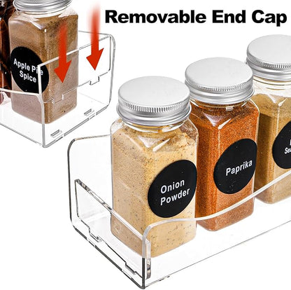 Peohud 4 Pack Acrylic Spice Rack Wall Mount, 15 Inch Clear Acrylic Floating Shelves, Hanging Perfume Organizer Display Rack for Nail Polish, Sunglasses, Figurine, Seasoning, Condiment, Kitchen, Pantry