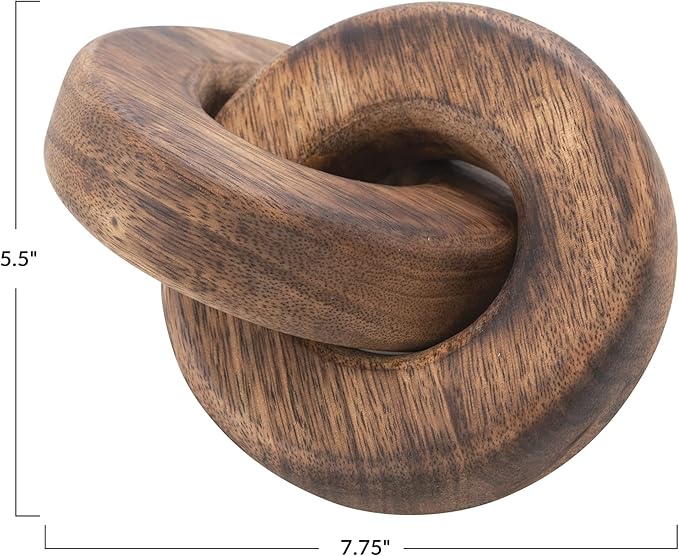 Creative Co-Op Mango Wood Chain Link, Burnt Finish