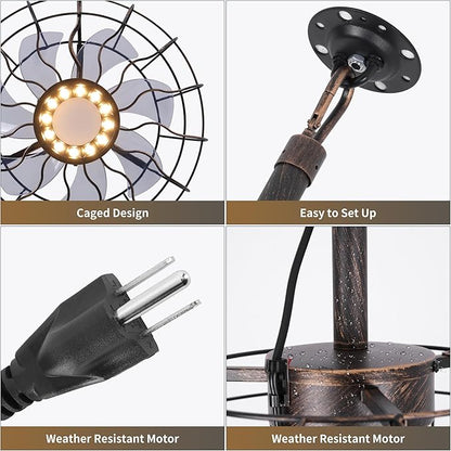 15" Outdoor Ceiling Fan with Light, with Remote and App Remote, IP65 Waterproof Gazebo Hanging Fan, 3CCT Dimmable, Portable Plug in Ceiling Fan with Cord Hook for Patio Porch Pergola (Antique Bronze)