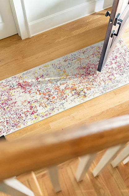 Rugs.com Arlington Collection Rug – 10 Ft Runner Light Multi Medium-Pile Rug Perfect for Hallways, Entryways