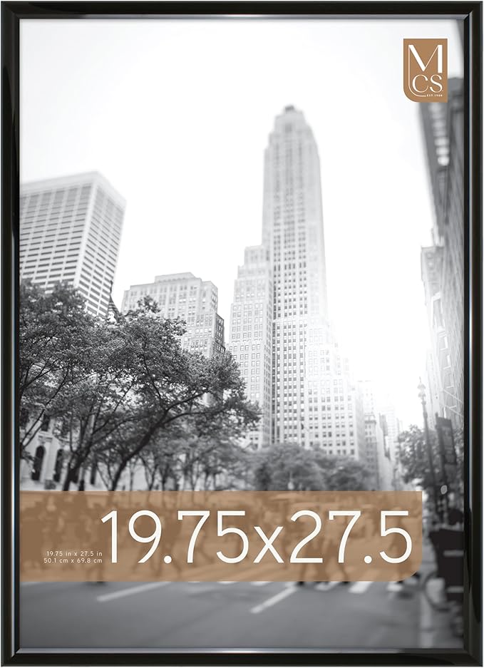 MCS Trendsetter 19.75x27.5 Poster Frame Black High-Gloss, Vertical & Horizontal Wall Hanging Large Picture Frame for Photos, Posters & Art Prints (1-Pack)
