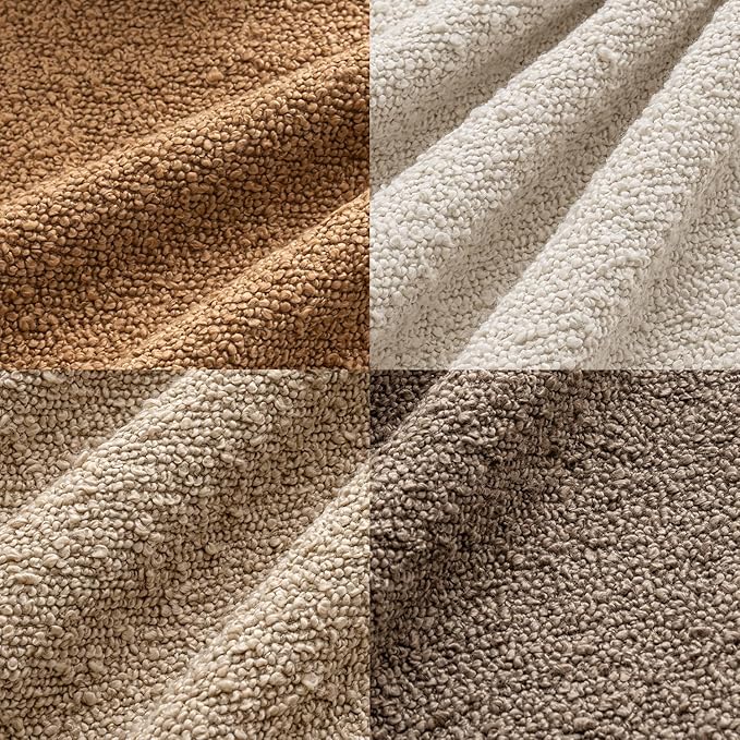 MIULEE Pack of 4 Decorative Textured Boucle Throw Pillow Covers 22x22 Inch Neutral Brown Accent Euro Sham Pillow Cases Couch Cushion Covers Modern Farmhouse Boho Chair Sofa Bed Room Home Decor