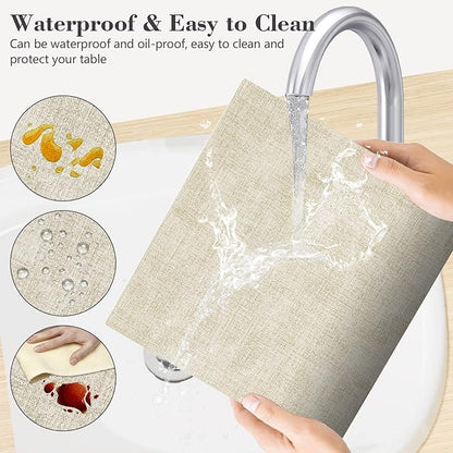 Faux Leather Placemats Set of 6,Heat Resistant Placemats for Dining Table, Easy Clean Non-Slip Place Mats, Waterproof Stain Resistant Wipeable Washable PU Table Mats, (Beige)