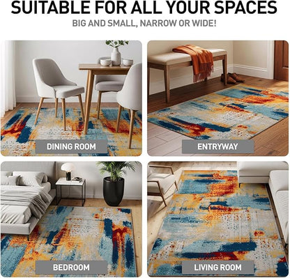 Rugshop Sky Collection Abstract Runner Rug, Non-Shedding Carpet for Hallway or Entryway, 2' x 7'