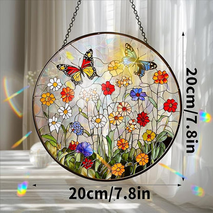 Bimkole Flower Sun Catchers Indoor Window - Wildflowers Acrylic Suncatcher Hanging Decoration for Living Room Bedroom Summer Home Balcony Outdoor Garden Ornaments Decoration 7.8x7.8 Inch