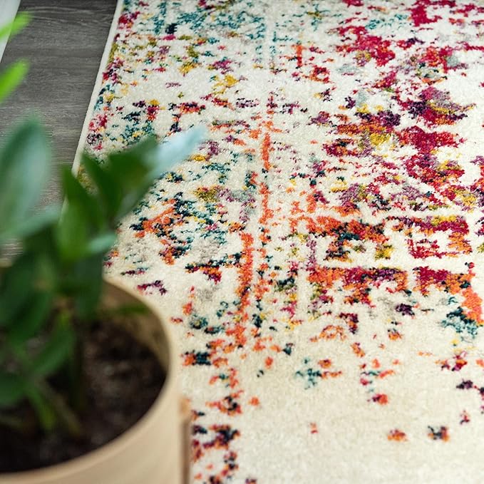 Rugs.com Arlington Collection Rug – 4 Ft Square Multi Medium-Pile Rug Perfect for Living Rooms, Kitchens, Entryways