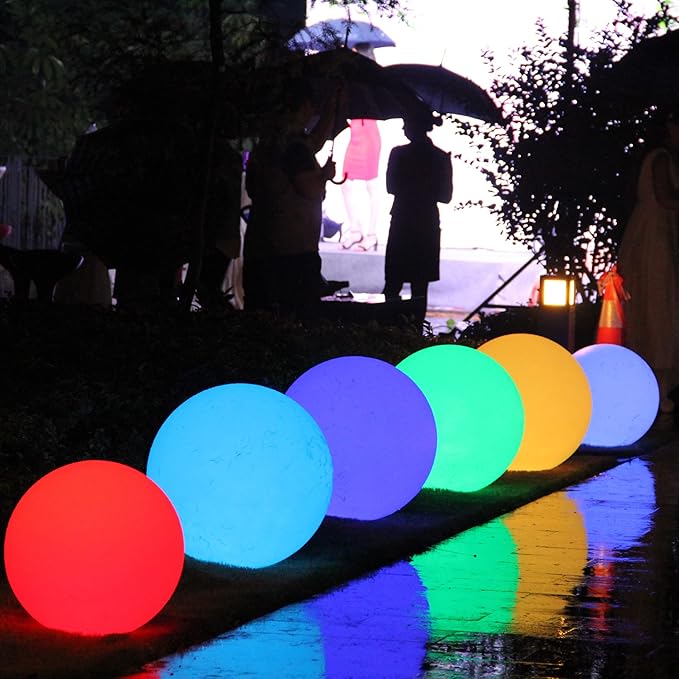 Modern Home Color-Changing LED Glow Ball - 16-Color Remote-Controlled Light Sphere w/Power Cord – Indoor/Outdoor Ambient Mood Lighting, Waterproof, Plug-in (20")