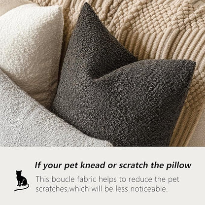Foindtower Decorative Textured Boucle Throw Pillow Covers Accent Solid Pillow Cases Neutral Soft Cozy Couch Cushion Case for Chair Sofa Bedroom Living Room Home Decor 26 x 26 Inch,Dark Brown