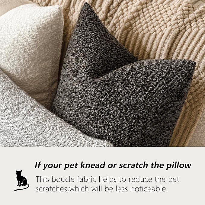 Foindtower Decorative Boucle Throw Pillow Covers Accent Solid Pillow Cases Cozy Soft Textured Couch Cushion Case for Chair Sofa Bedroom Living Room Home Decor 22 x 22 Inch,Dark Brown