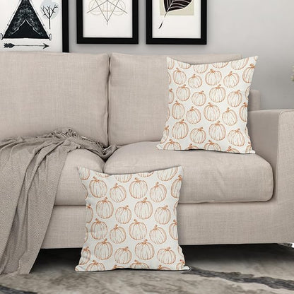 Fall Pillow Covers 22x22 Set of 2 Decorations Orange Pumpkin Throw Pillow Covers Decorative Thanksgiving Pillow Case Farmhouse Rustic Pillowcases Vintage Cozy Soft Autumn for Sofa Bed Home Decor
