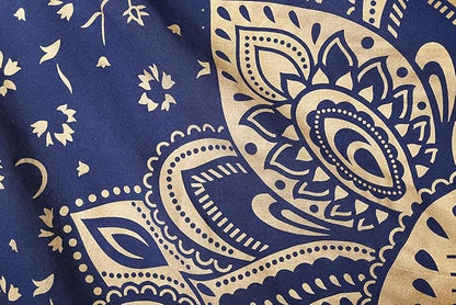 raajsee Blue Gold Mandala Tapestry For Bedroom- Aesthetic Tapestries - Indie Wall Tapestrys Hippie Room Decor - Boho Tapestrys –Trippy Tapestry Wall Hanging 52x60 Inches