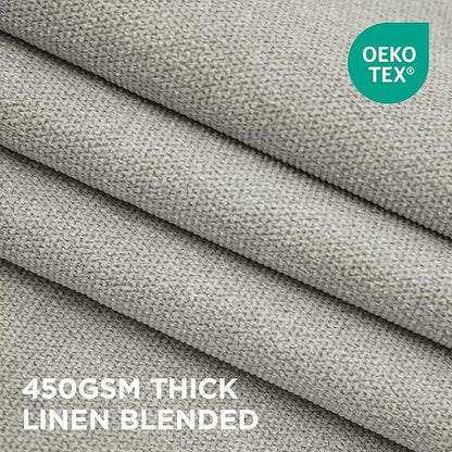 Joydeco Greyish White Pinch Pleated Thick Linen Curtains 96 Inch Long 2 Panel Set for Living Room, Double-Faced Curtain for Bedroom, Back Tab Blackout Drapes with Adjustable Hooks (40”W x96”L)
