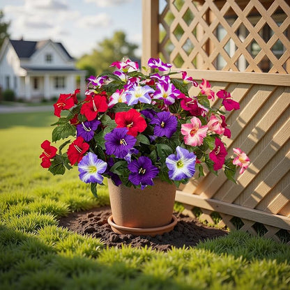 19 Inch Artificial Flowers for Outdoor Indoor Garden Home Decoration,Faux Flower for Home Office Garden Patio Balcony 4 Bundles (Multiple Color)