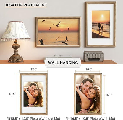 Heimlove 11x17 Picture Frame,11 x 17 Solid White Oak Photo Frame Matted to 8x12 with Tempered Glass,11"x14" Handcrafted wood Poster Frame,Vertical or Horizontal Wall Hanging Display,3 Pack